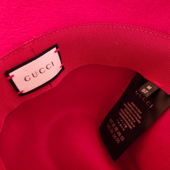 Gucci Red Rabbit Felt Large Asymmetrical Brim Hat Sz. M/57 - Picture 5 of 5
